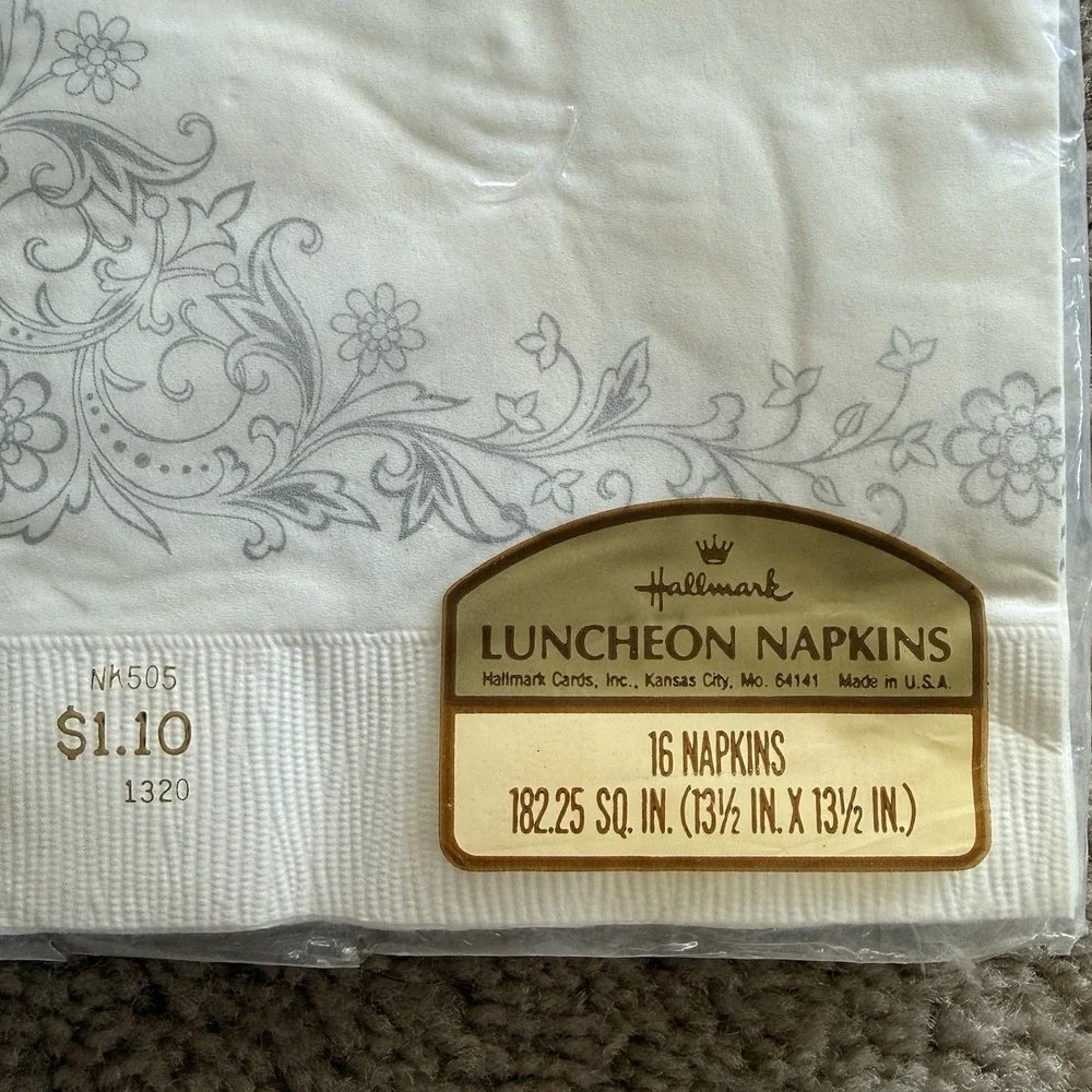 Vintage Hallmark Confirmation Napkins Silver 16ct Luncheon NK505 NOS Sealed